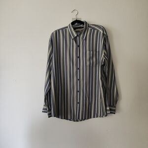 TOMMY BAHAMA MEN'S DRESS SHIRT SILK MULTICOLOR LONG SLEEVE STRIPE SIZE   X-LARGE